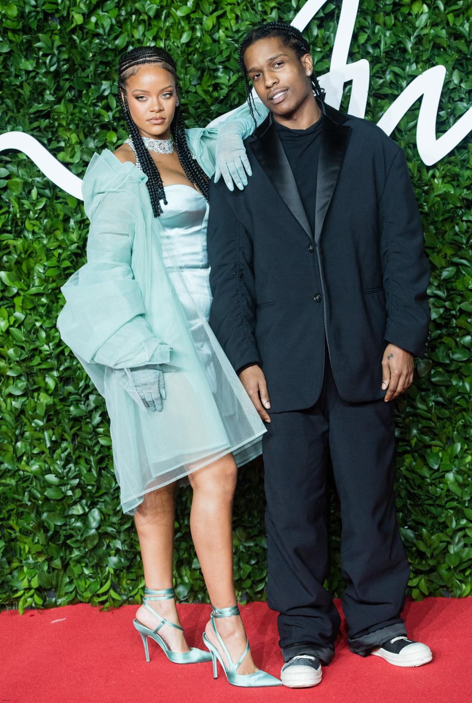 Rihanna and A$AP Rocky arrive at The Fashion Awards 2019 held at Royal Albert Hall on December 2, 2019 in London, England.