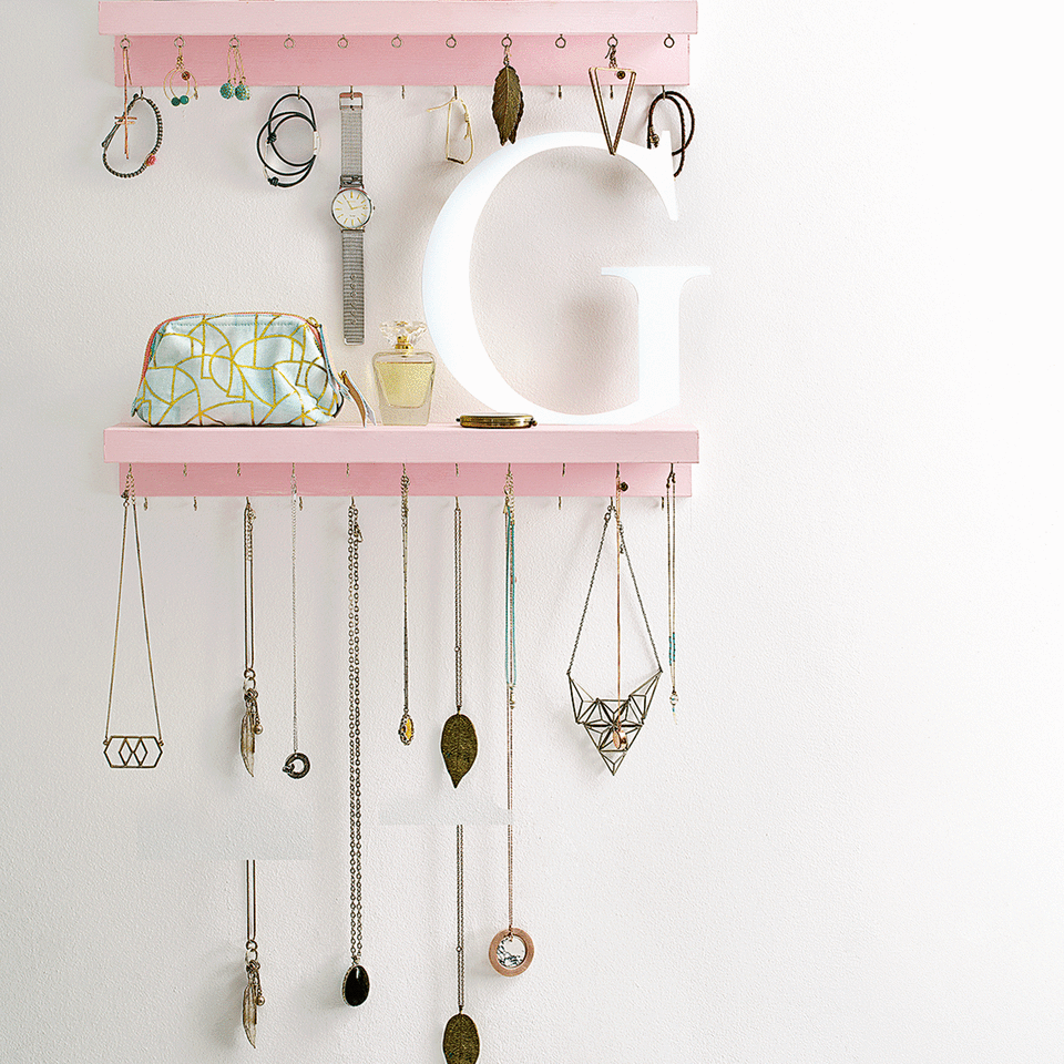 Pink racks for hanging jewellery