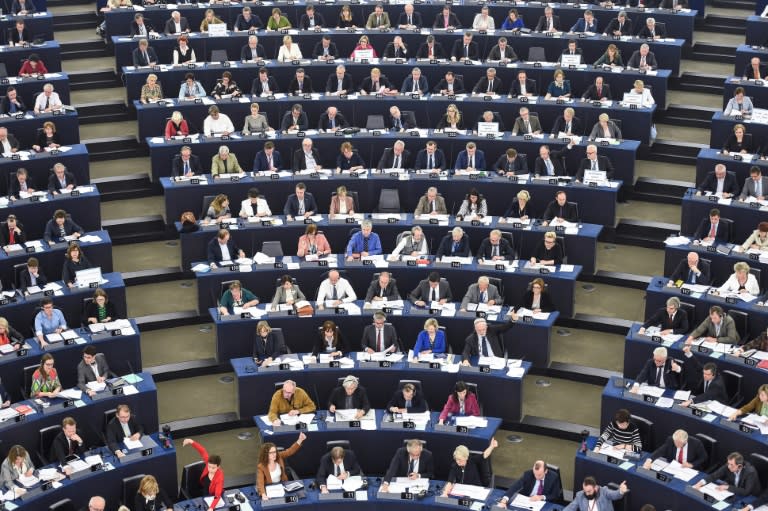 The European Parliament Wednesday overwhelmingly adopted tough "red lines" for negotiations over a Brexit deal, on which EU lawmakers will have the final say in two years' time