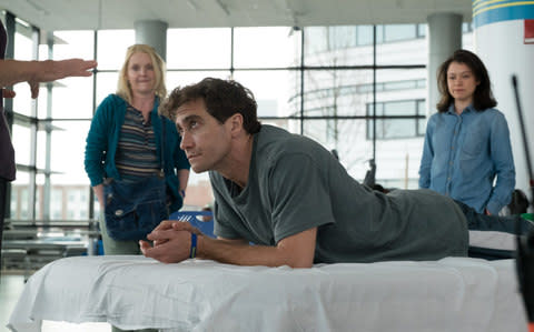 Jake Gyllenhaal in his latest film, Stronger, where he plays Jeff Bauman who lost his legs in the Boston Marathon bombing - Credit: Scott Garfield/ Film Stills