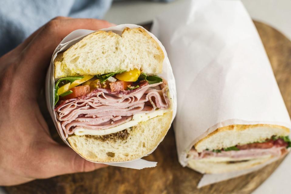 <p><strong>Italian Sub</strong></p><p>Given New Jersey’s vast Italian-American population it should be a given that a good ol’ Italian hoagie is done right in the Garden State. <a href="https://www.facebook.com/pages/cosmos-italian-salumeria/141467545893843" rel="nofollow noopener" target="_blank" data-ylk="slk:Cosmo’s Italian Salumeria;elm:context_link;itc:0;sec:content-canvas" class="link ">Cosmo’s Italian Salumeria</a> in Hackensack has one of the best. It’s a beautiful combination of ham, salami, soppressata, capicola, mozzarella, provolone and sweet peppers served cold.</p>