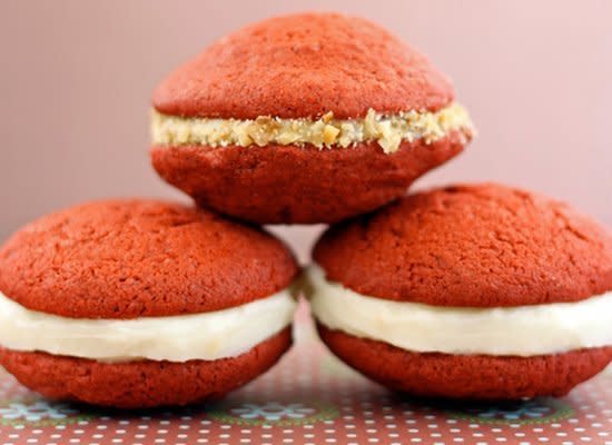 <strong>Get the <a href="http://thecaffeinatedkitchen.blogspot.com/2012/04/red-velvet-whoopie-pies-club-baked.html" target="_hplink">Red Velvet Whoopie Pies recipe</a> by The Caffeinated Kitchen</strong>
