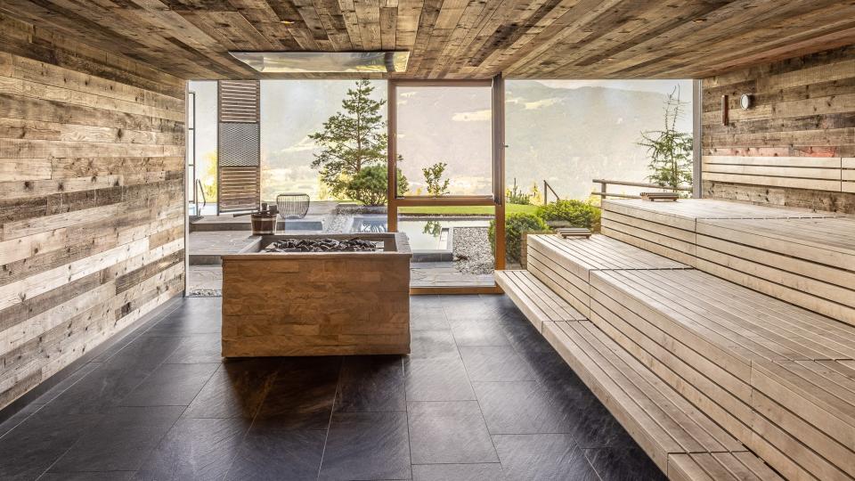 Interior shot of the sauna at the My Arbor treetop hotel