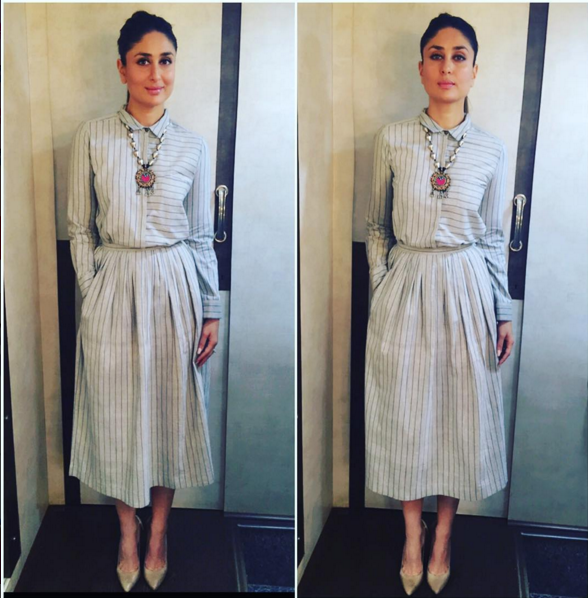 4. Kareena Kapoor Khan does separates right with this skirt and shirt combination from Bodice. The Amrapali necklace lends a little ethnic and colourful vibe to her look,