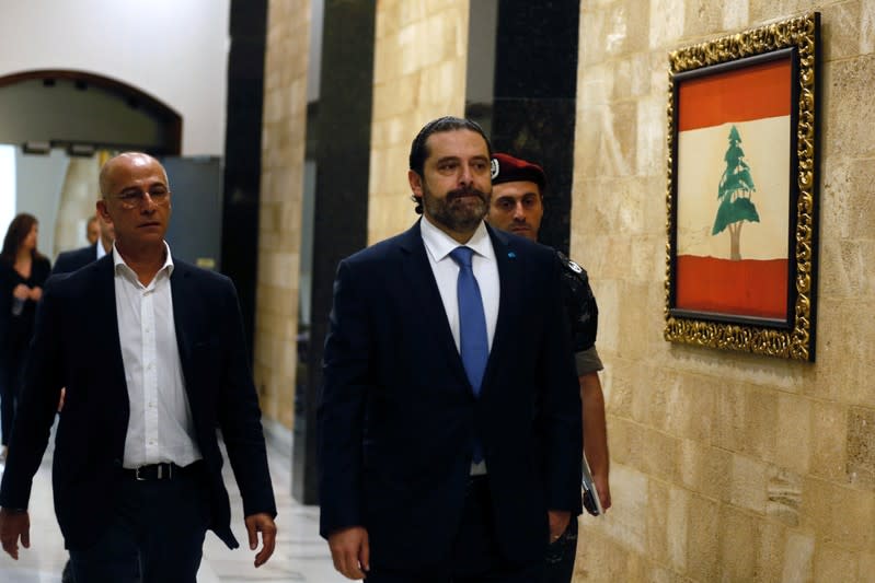 Lebanon's Prime Minister Saad al-Hariri arrives to attend a cabinet session at the Baabda palace