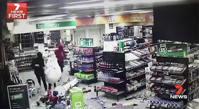 The Laverton service station was also targetted on Friday night. Picture: 7 News