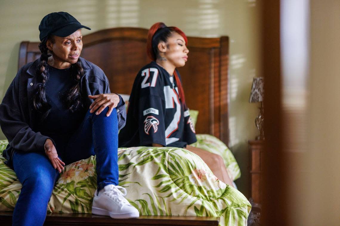 Debbi Morgan, left, as Frankie Lons, and Keyshia Coles as herself in the Lifetime biopic movie “Keyshia Cole: This is My Story.”