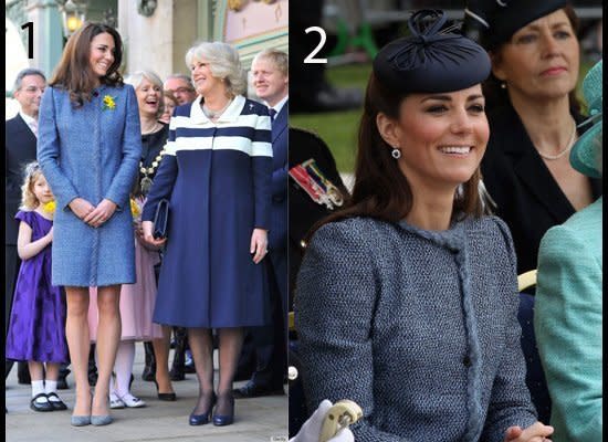 LOOK 1: Diamond Jubilee Event at Fortnum & Mason, March 1, 2012   LOOK 2: Diamond Julbille visit to Nottingham, June 13, 2012      (Getty photos)