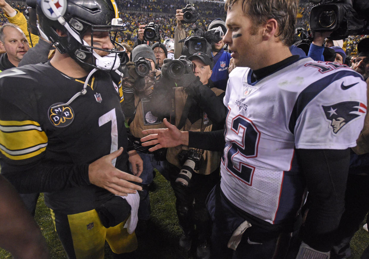 The Steelers and Patriots played a classic last season, a New England victory helped by a controversial non-catch call. (AP)