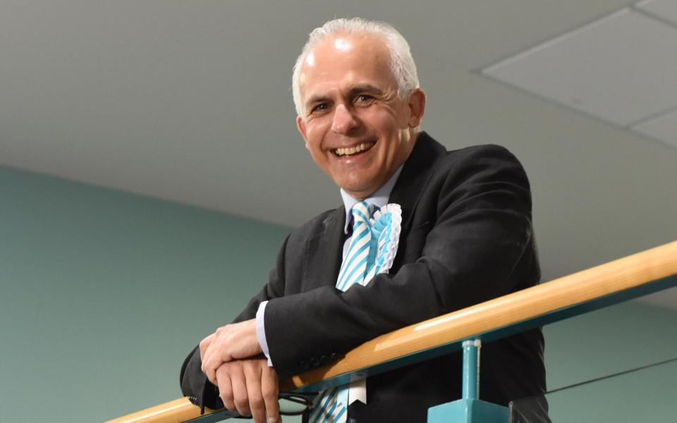 Ben Habib, the Reform Party candidate, at the Wellingborough by-election count