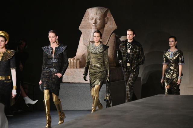 Kaia Gerber dons double denim during Chanel Metiers D'Art runway