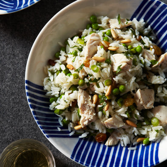 Chicken and Rice Salad with Pine Nuts and Lemon