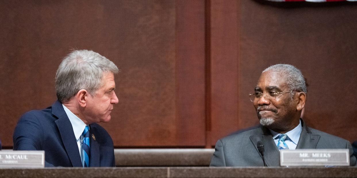 Republican Rep. Michael McCaul (left) and Democratic Rep. Gregory Meeks (right), the chairman and ranking member of the House Foreign Affairs Committee.