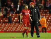 Football - Liverpool v Crystal Palace - Barclays Premier League - Anfield - 8/11/15 Liverpool manager Juergen Klopp talks with Lucas Leiva after the game Action Images via Reuters / Lee Smith