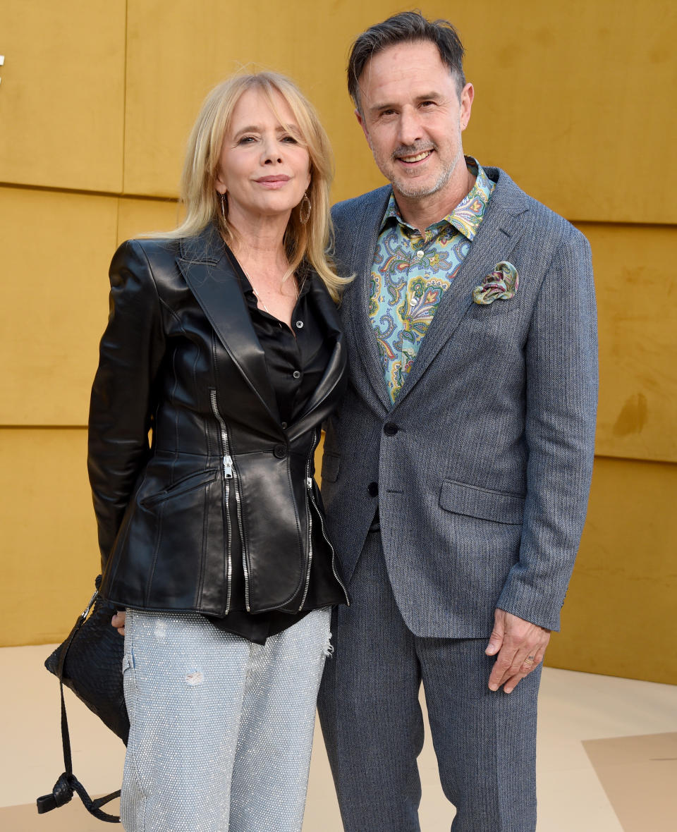 Rosanna Arquette and David Arquette attend the Los Angeles Premiere Of Apple's "They Call Me Magic" at Regency Village Theatre