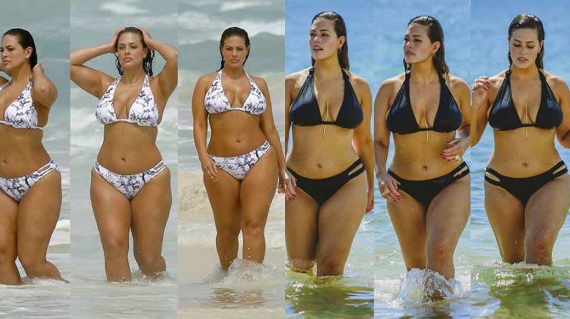 Ashley Graham a admis se sentir gênée quand elle se rend sur la plage en maillot de bain. (Photos : Instagram/Ashley Graham)