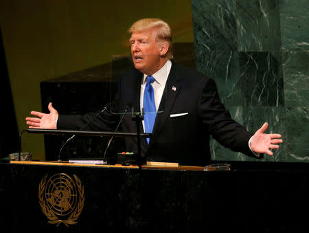 El presidente de Estados Unidos, Donald Trump, se dirige a la Asamblea General de Naciones Unidas en Nueva York. 19 de septiembre de 2017. REUTERS/Kevin Lamarque