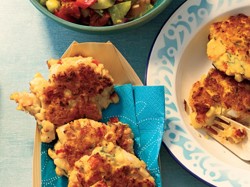 Shrimp and Corn Cakes with Heirloom Tomato Salsa