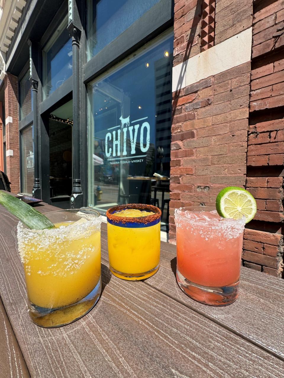 Chivo Taqueria's Cinco de Mayo weekend specialty drinks include Charred Pineapple Margarita, Mango Chivo Margarita, and Watermelon Ranch Water, 2024.