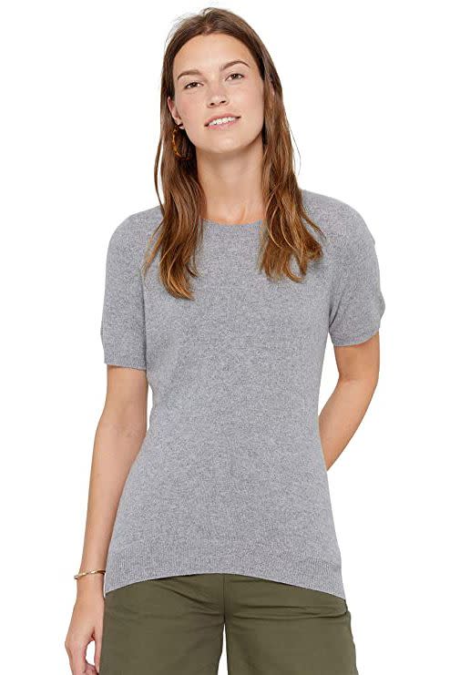 State Cashmere Short Sleeve Crew Top Sweater