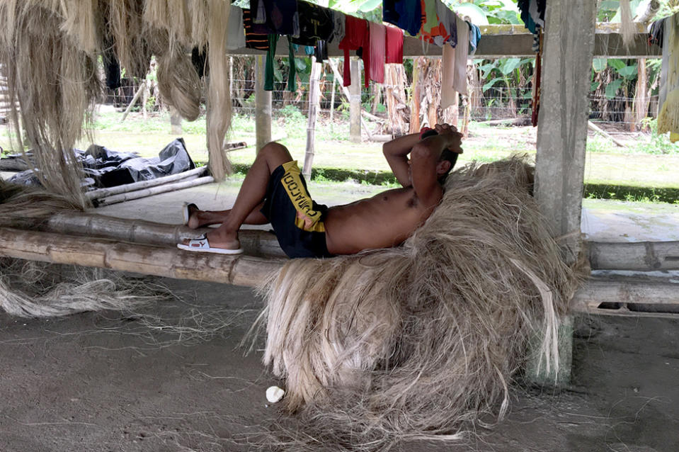 Un trabajador en una de las haciendas de Furukawa