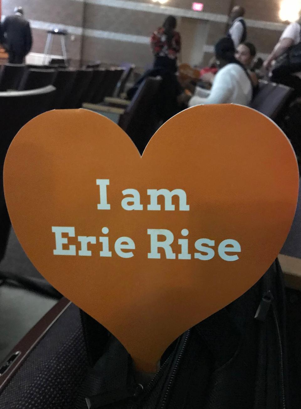 Signs supporting Erie Rise were out in full force at a hearing the Erie School Board held at East MIddle School on Aug. 7, 2019, to consider closing the school. The Erie Rise supporters turned out in far fewer numbers when the School Board on Jan. 18 voted to close the school, effective June 30.