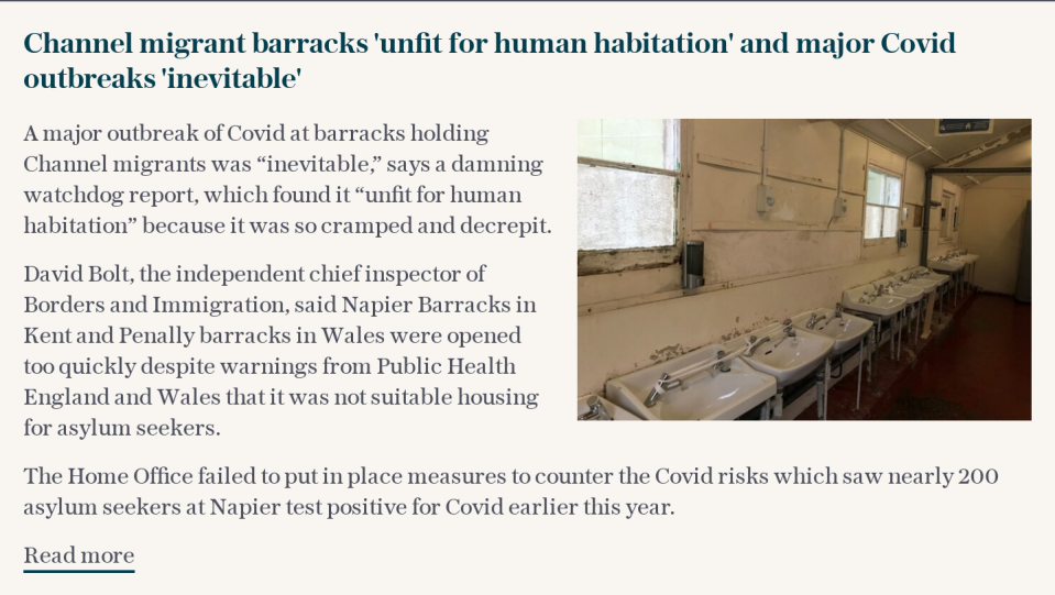 Channel migrant barracks 'unfit for human habitation' and major Covid outbreaks 'inevitable'