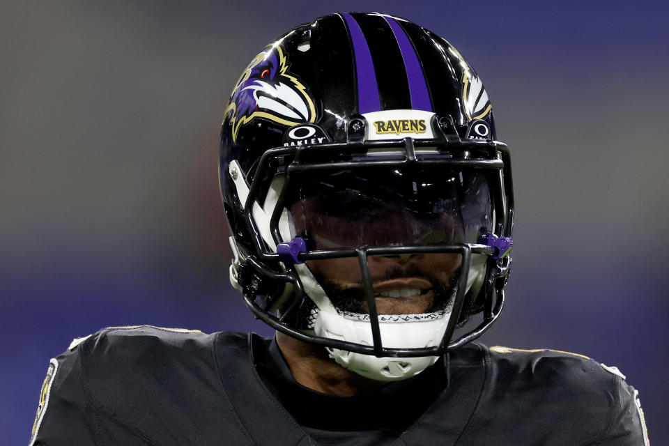 BALTIMORE, MARYLAND – NOVEMBER 16: Odell Beckham Jr. #3 of the Baltimore Ravens looks on prior to the game against the Cincinnati Bengals at M&T Bank Stadium on November 16, 2023 in Baltimore, Maryland. (Photo by Patrick Smith/Getty Images)