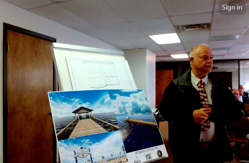 A rendering of the pier RW Development will build as part of its proposed casino development in Biloxi was shown by Terry Moran during the Mississippi Gaming Commission on Dec. 21, 2023.