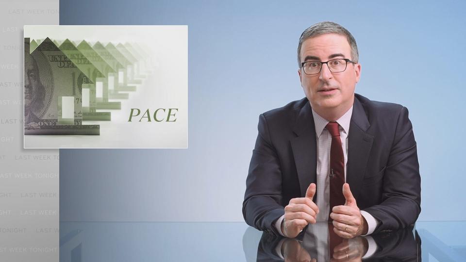 John Oliver discusses "force-feeding" viewers on arcane subjects like PACE loans, the focus of a 2021 episode of HBO's 'Last Week Tonight.'