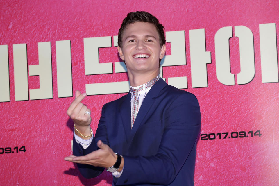 Ansel Elgort at&nbsp;a "Baby Driver" press conference in Seoul in August 2017.