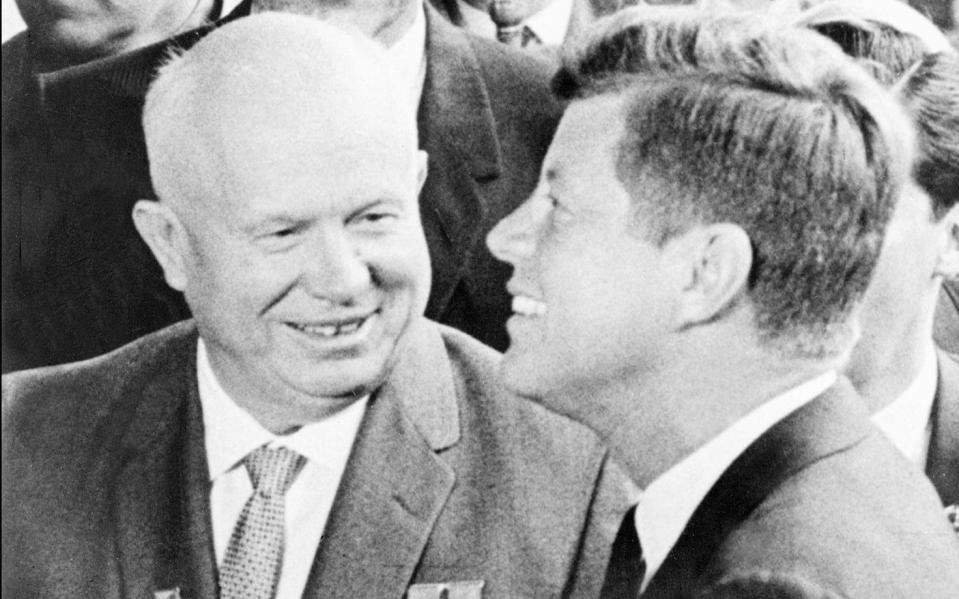 John F Kennedy (right) joking with Nikita Khrushchev in Vienna, 1961 - AFP/Getty Images