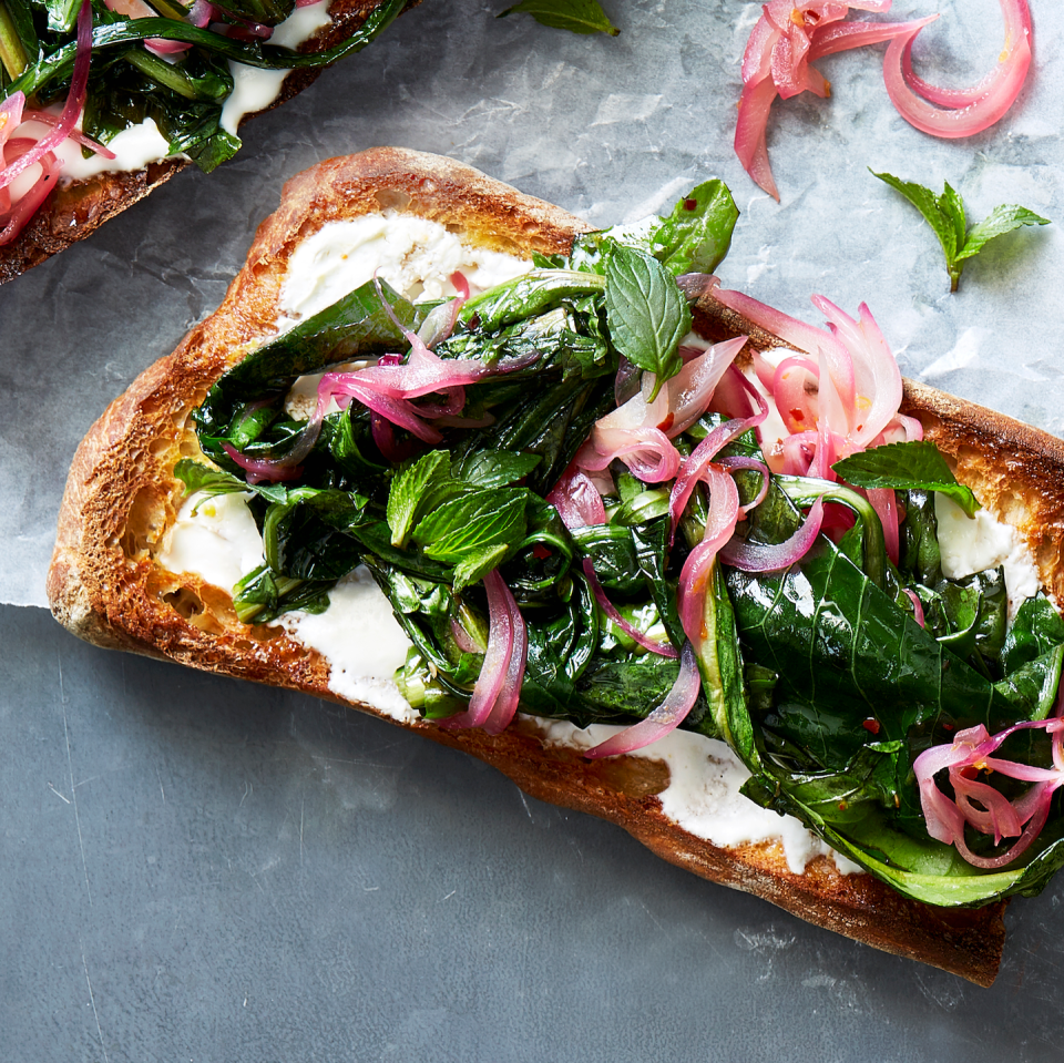 1) Sautéed Dandelion Toast