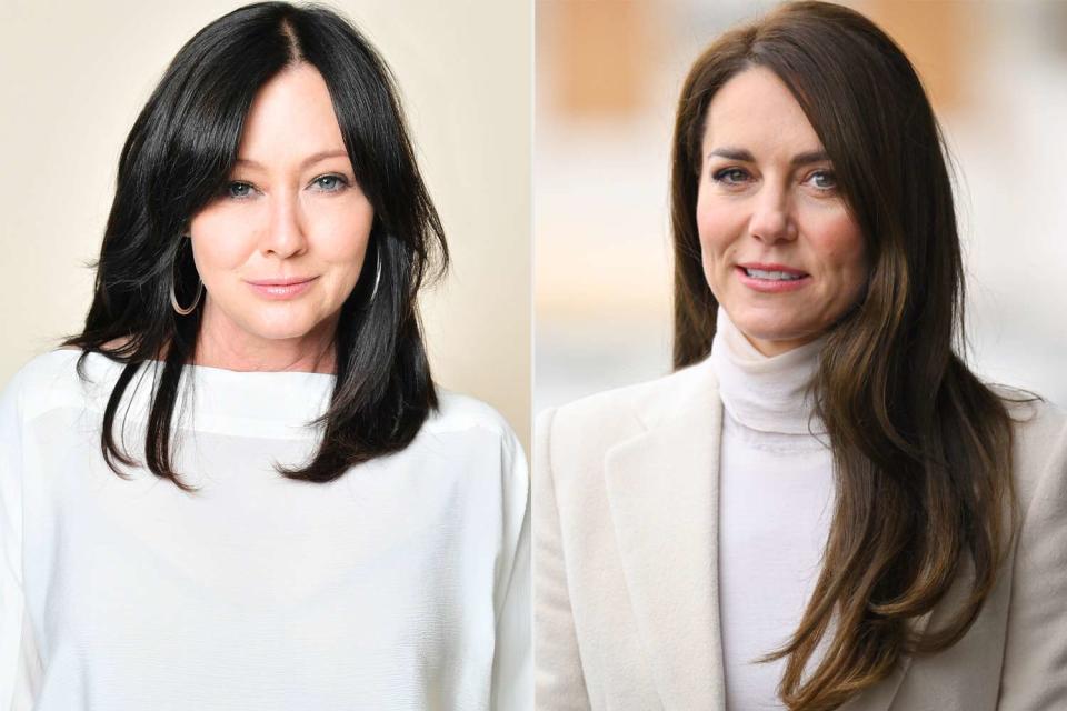 <p>Neilson Barnard/Getty; Karwai Tang/WireImage</p> Shannen Doherty and Kate Middleton