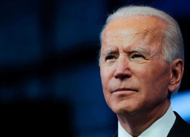 U.S. President-elect Joe Biden delivers a televised address to the nation in Wilmington