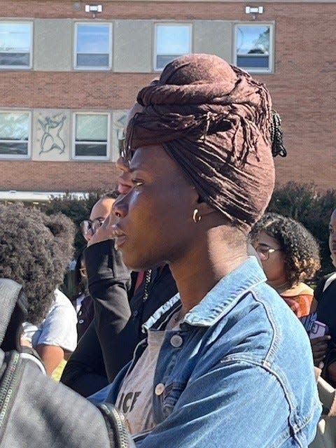 Kristen Umegbolu listened as speakers at a rally Oct. 25, 2023 at Howard University in Washington, D.C., urged her and other students to support Palestinians.
