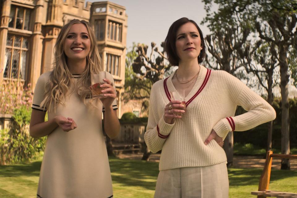 you l to r tilly keeper as lady phoebe, charlotte ritchie as kate in episode 404 of you cr courtesy of netflix © 2022