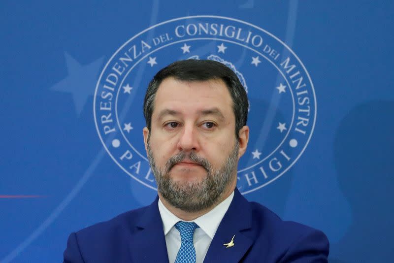 FILE PHOTO: Italian Deputy PM Salvini attends news conference in Rome