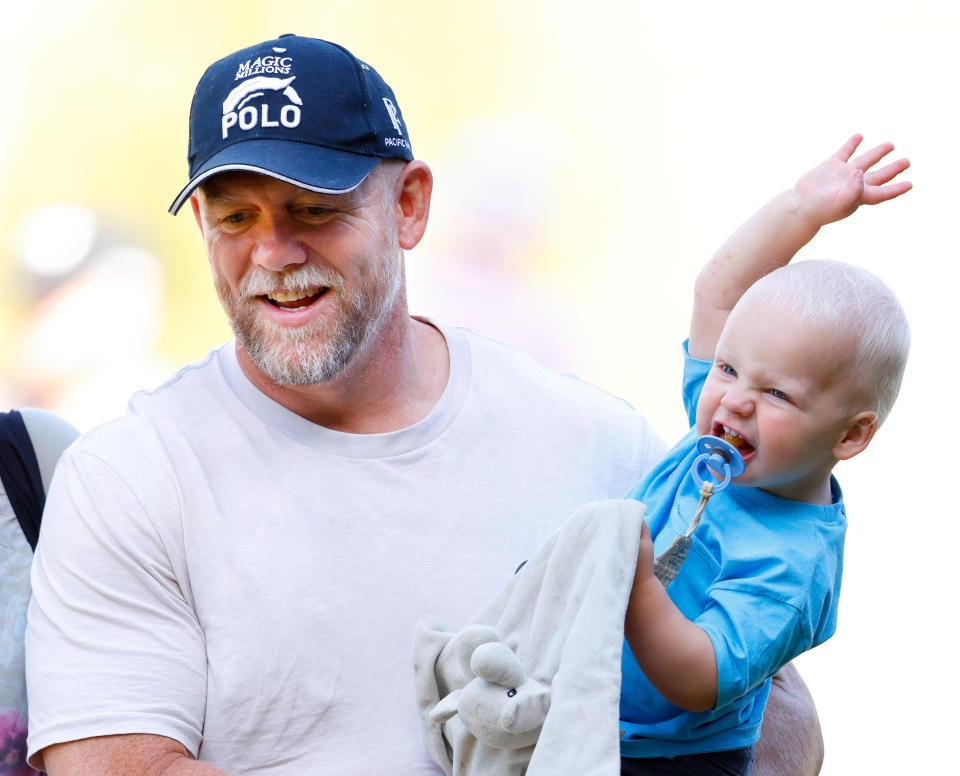 STROUD, UNITED KINGDOM - AUGUST 06: (EMBARGOED FOR PUBLICATION IN UK NEWSPAPERS UNTIL 24 HOURS AFTER CREATE DATE AND TIME) Mike Tindall and Lucas Tindall attend day 2 of the 2022 Festival of British Eventing at Gatcombe Park on August 6, 2022 in Stroud, England. (Photo by Max Mumby/Indigo/Getty Images)