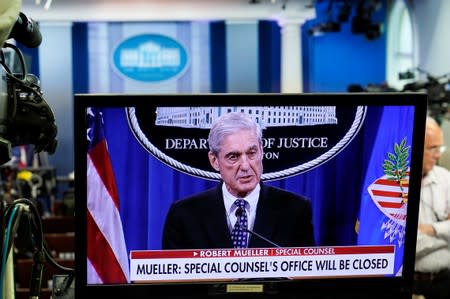Special Council Mueller is shown speaking about his report into Russia’s role in the 2016 U.S. election and any potential wrong doing by President Donald Trump in Washington