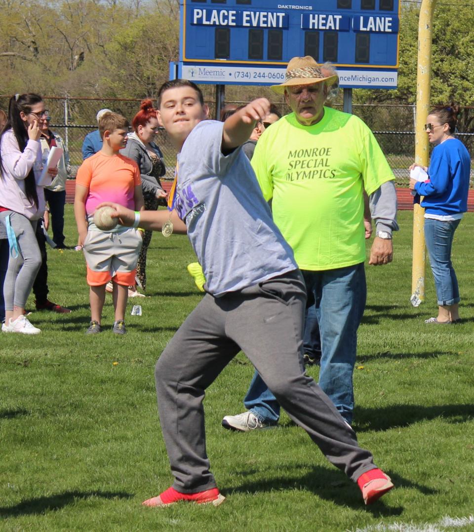 At this year's Monroe County Special Olympics, Kasee Clawson, 13, earned first place in the 8-13 age group after throwing a softball 93.2 feet