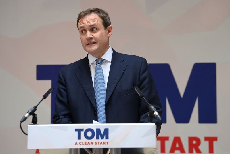 British Conservative MP Tom Tugendhat launches a campaign for party leadership in London