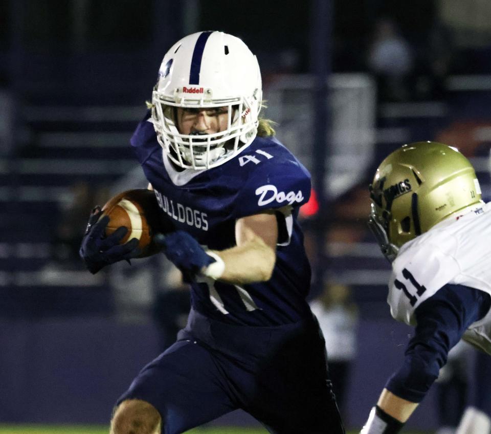 Rockland's Jacob Coulstring scores a touchdown during a game on Thursday, Nov. 11, 2021.