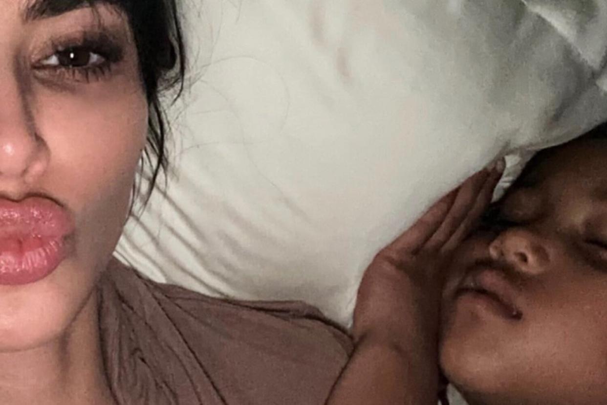 Kim Kardashian Shares Sweet Pic of Saint in Bed— Then Adds He ‘Punched’ Her In The Eye While Sleeping