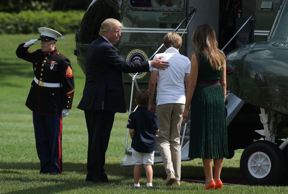 The first family departing from the South Lawn on Aug. 25. (Getty Images)