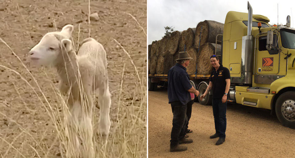 Lions Club Need for Feed Disaster Relief delivered a convoy full of feed from Victoria for the Jones’s and others affected by drought. Source: 7 News