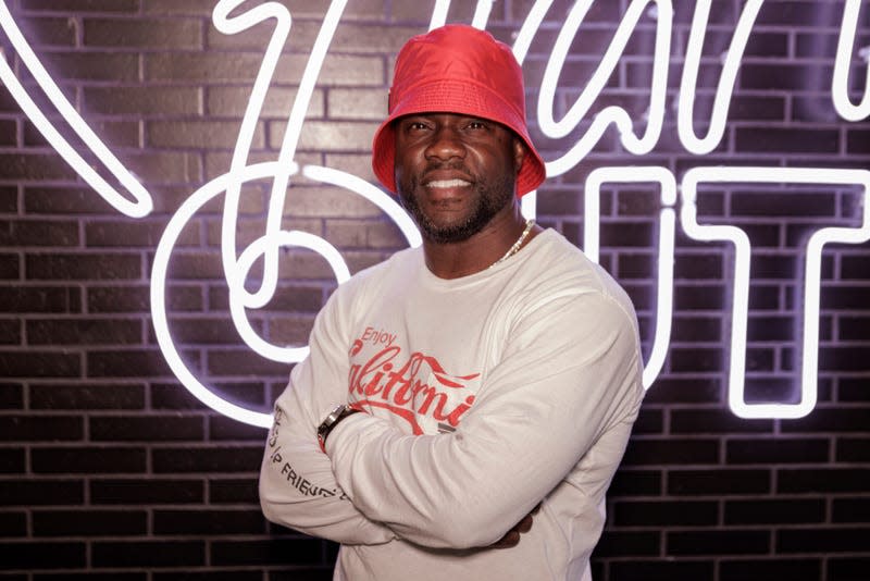 Kevin Hart poses for a portrait at the opening of his new vegan fast-food restaurant “Hart House” on Wednesday, Aug. 24, 2022 in Los Angeles.