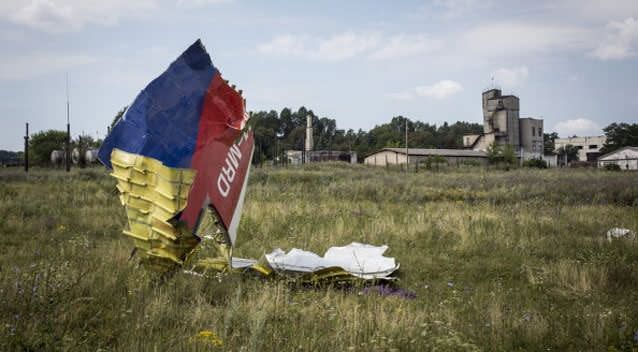 Wreckage from Malaysia Airlines flight MH17 lies in a field in Grabovo, eastern Ukriane. Photo: Getty