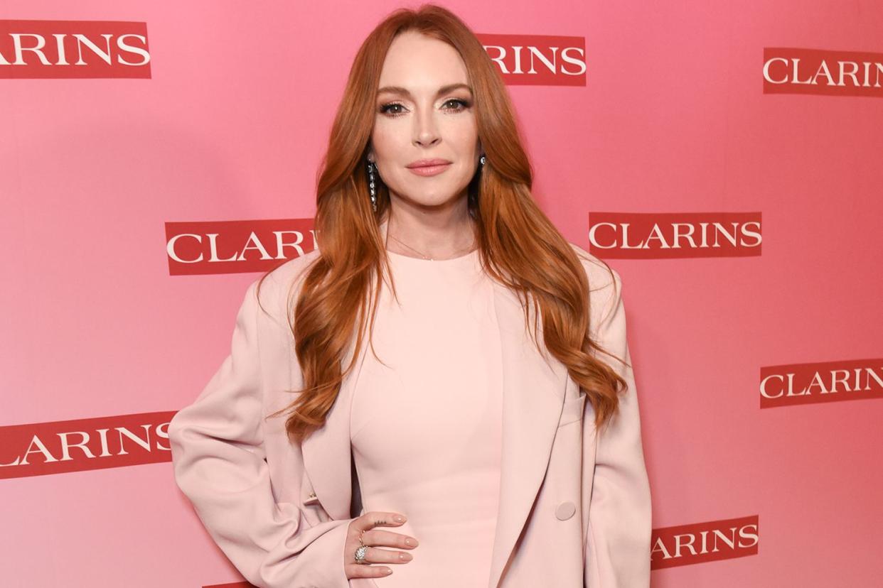 <p>Olivia Wong/Getty Images</p> Lindsay Lohan attends Clarins New Product Launch Party at Private Residence.