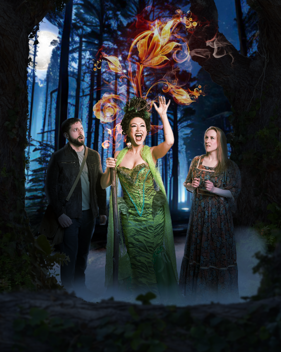 Left to right, Cory Velazco (Baker), Diana DeGarmo (Witch), Eli Brickey (Baker's Wife) in the Short North Stage production of "Into the Woods," which runs Thursday through April 16.